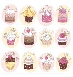 Set of cute cupcakes vector image