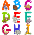 Cartoon Colorful Alphabet with Animals vector image