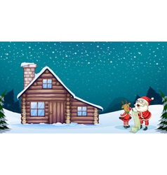 A santa claus and a reindeer vector image
