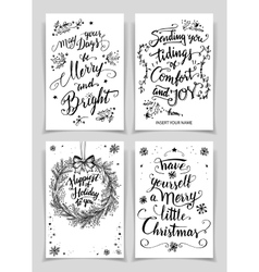 Christmas calligraphy greeting cards set vector image