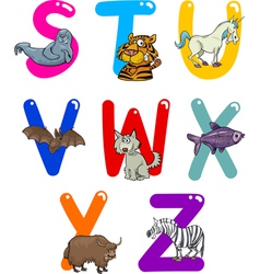 Cartoon Colorful Alphabet with Animals vector image