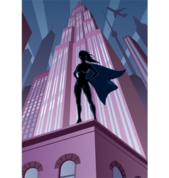 Super Heroine in City vector image