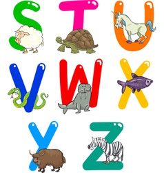 Cartoon Colorful Alphabet with Animals vector image