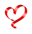 Red satin ribbon heart vector image