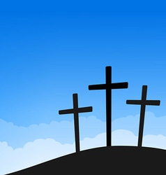 Three crosses on blue sky vector image
