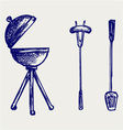 Set of bbq objects vector image