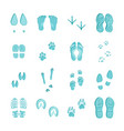Ice blue footprints set on white Ice blue footprints set on white vector image