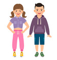 Cute cartoon girl and boy vector image