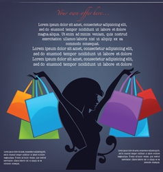 Background with girl silhouette and shopping bags vector image