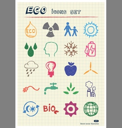 Eco elements and environment web icons set vector image