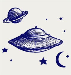 Space flying saucer vector image