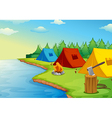 Tents and river vector image