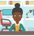 Woman using three D pen vector image