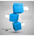 Three blue boxes with arrows 3D vector image