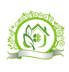 Green house and leaves vector image
