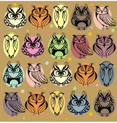 Seamless colourfull owl pattern vector image
