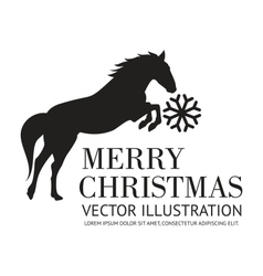 Black horse christmas background vector image