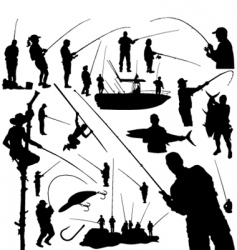 Fishermen and fishing vector image