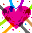 Heart with human hands vector image
