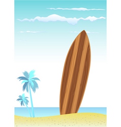 Wooden surfboard vector image