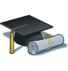 Graduation Hat and Diploma vector image