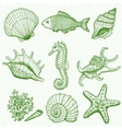 Sea collection Original hand drawn vector image