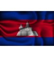 Crumpled flag of Cambodia on a light background vector image