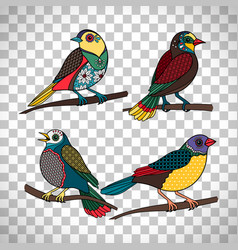 Colored birds with floral patterns Colored birds with floral patterns vector image