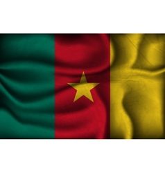 Crumpled flag of Cameroon on a light background vector image
