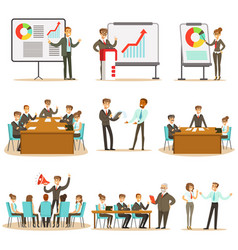 Managers and office workers on business training vector image