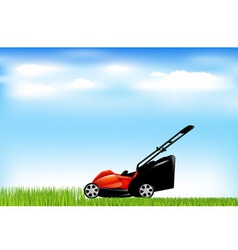 Red lawn mower vector image