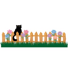 Cute Black cat on a fence vector image