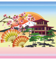 Japanese background with sakura Japanese cherry vector image
