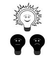 Set of electric bulbs bright on top outline vector image