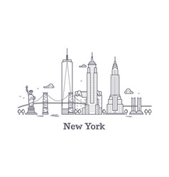 New york city outline skyline nyc line silhouette New york city outline skyline nyc line silhouette vector image