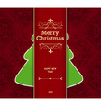 Christmas card with tree behind the stripe vector image
