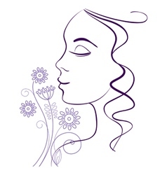 Beautiful woman silhouette with a flowers vector image
