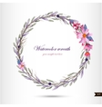 Watercolor wreath with flowersfoliage and branch vector image