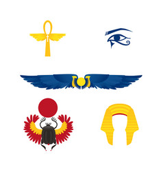 Egypt symbols - winged sun ankh crown scarab Egypt symbols - winged sun ankh crown scarab vector image