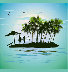 Young couple relaxing on a tropical island vector image