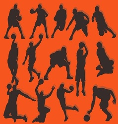 Basketball Silhouette Action Collection Set vector image