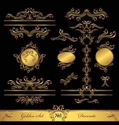 Golden Set Calligraphic and Decorate elements vector image
