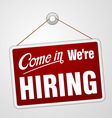 We are Hiring Sign vector image