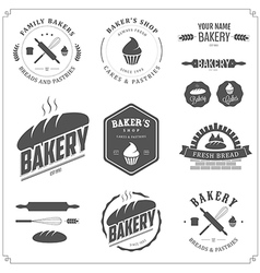 Set of vintage bakery labels and design elements vector image