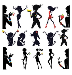 Large collection of girls and fruits vector image