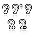 Ear hearing aid deaf problem icons set vector image