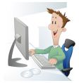 Cartoon laptop man vector image