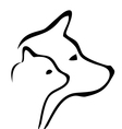 Cat and dog silhouettes vector image