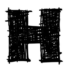 H - hand drawn character sketch font vector image