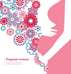 Silhouette of pregnant woman with flowers vector image